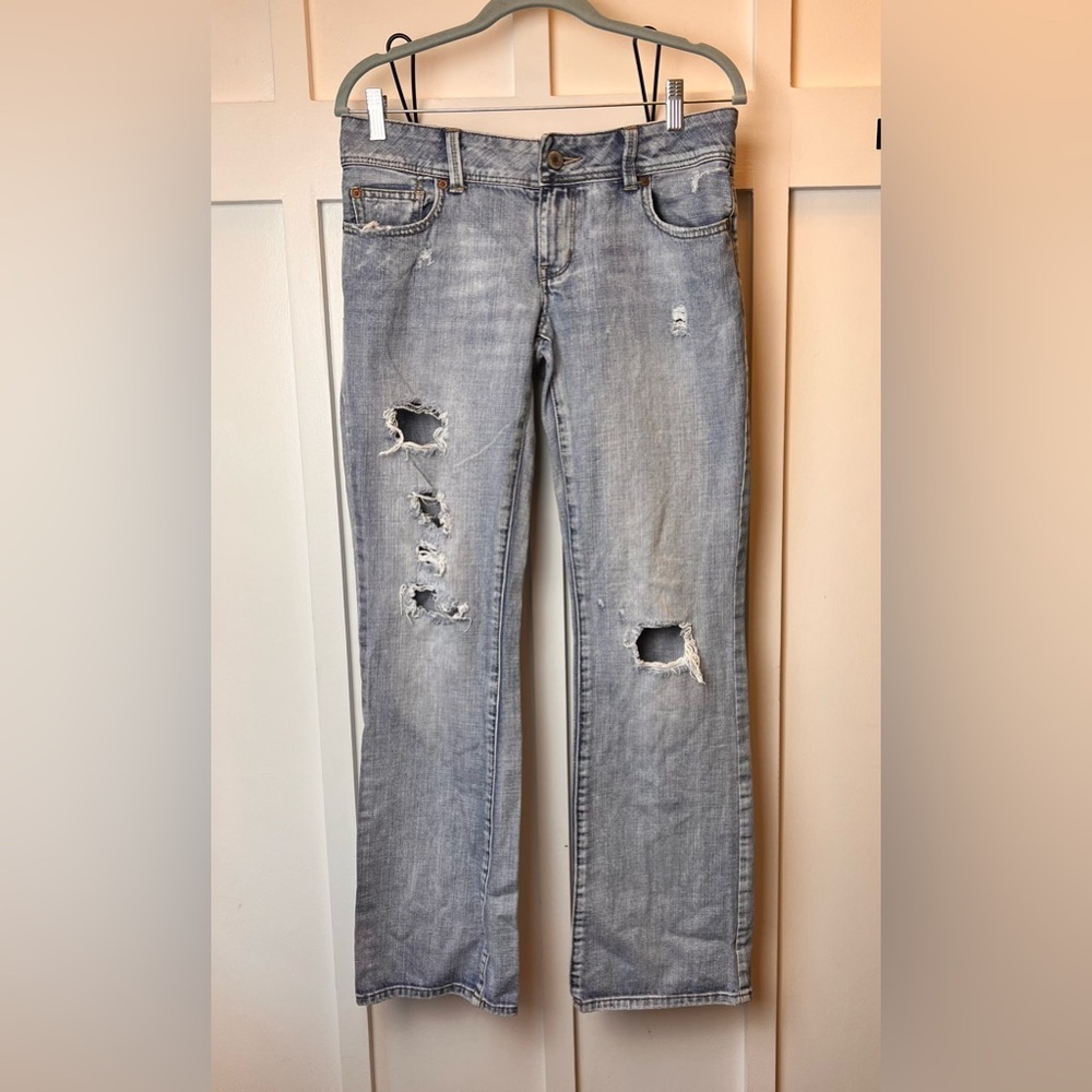 American Eagle Jeans Womens Size 10 Reg Slim Boot Distressed Low Rise Y2K Grunge
